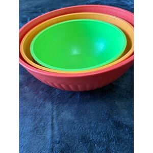 Nordic Ware Prep & Serve Mixing Bowl Set 3 Piece Red Orange Green Made in USA